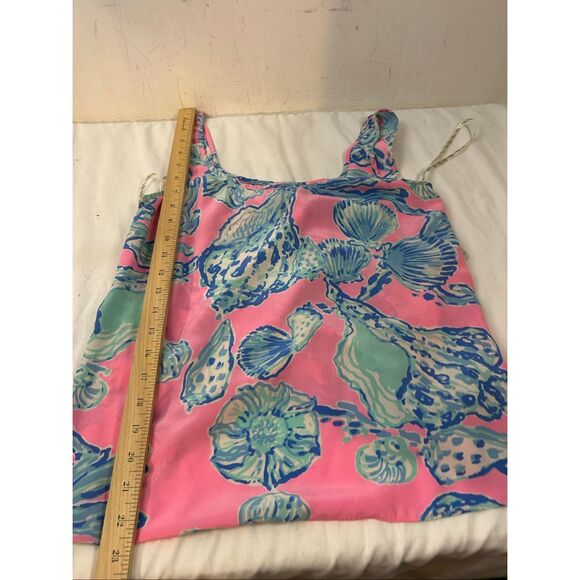 Lilly Pulitzer xs silk tank pink blue seashell - Picture 6 of 7